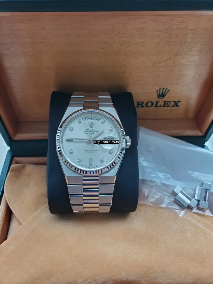 High Quality Replica Rolex Day-date Oysterquartz 19019 Caliber 5055 Quartz Movement 36mm White Gold Case Mens/unisex Watch - Image 3