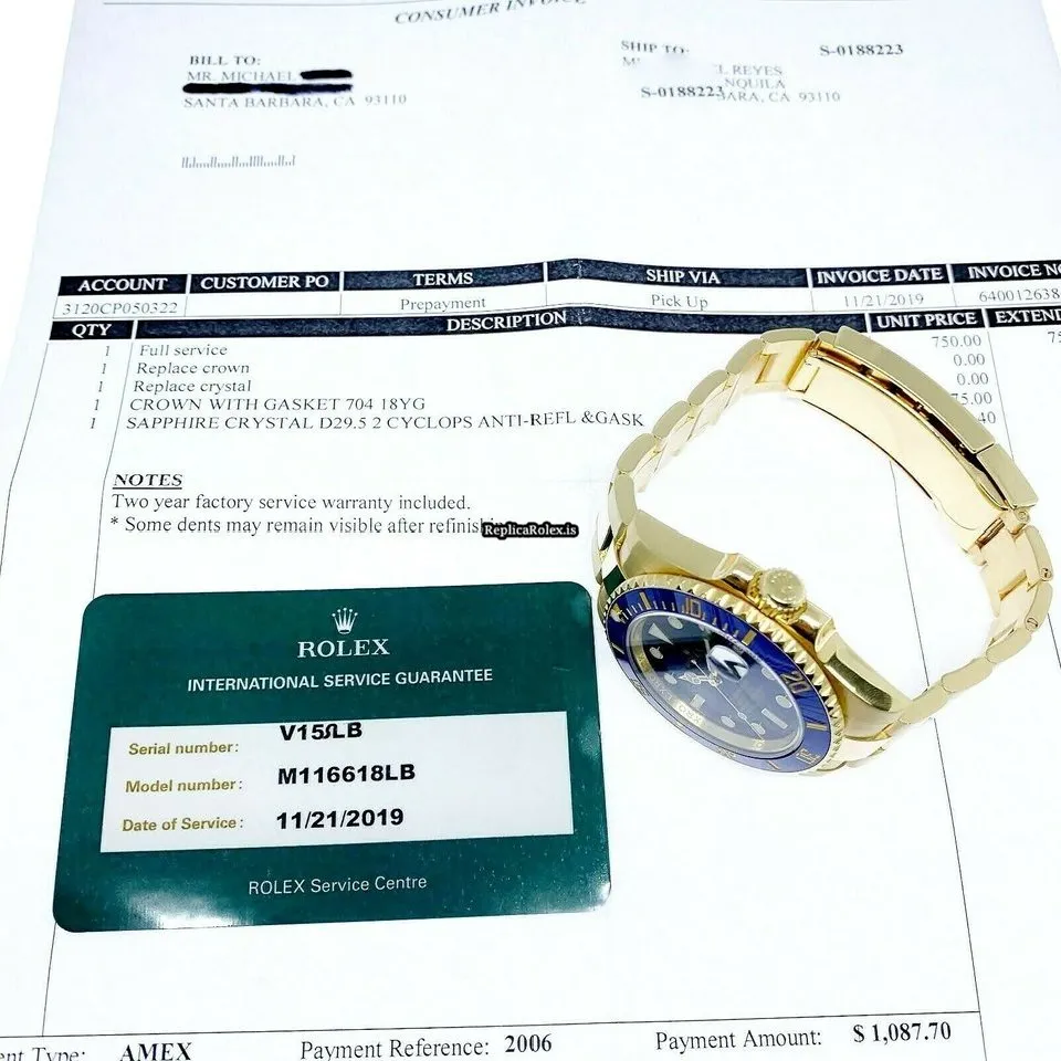 Popular Fakes Rolex Submariner Date 116618lb Caliber 3135 Automatic Movement 40mm Yellow Gold Case Mens/unisex Watch - Image 8