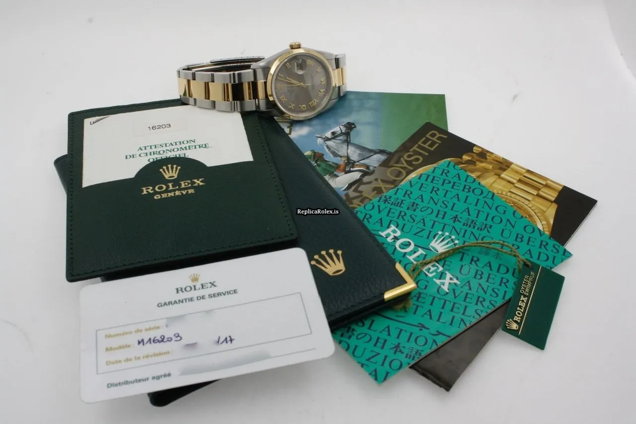 Terrific Fake Rolex Datejust 16203 Automatic Movement 36mm Gold/steel Case Mens/unisex Watch - Image 12