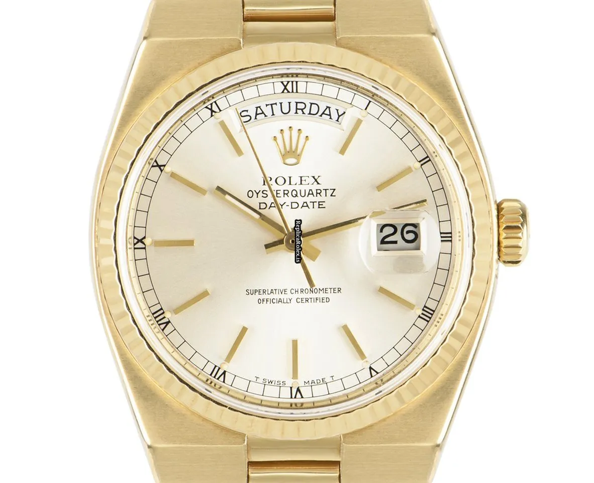 Terrific Copy Rolex Day-date Oysterquartz 19018 Quartz Movement 36mm Yellow Gold Case Mens/unisex Watch - Image 2