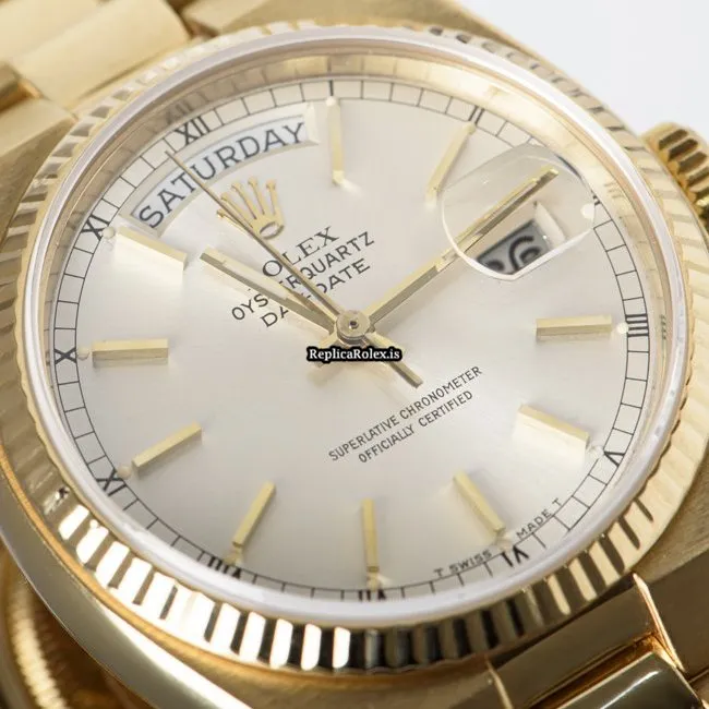 Terrific Copy Rolex Day-date Oysterquartz 19018 Quartz Movement 36mm Yellow Gold Case Mens/unisex Watch - Image 7