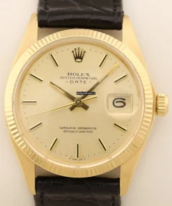 Trustworthy Replica Rolex Oyster Perpetual Date 1503 Caliber 1570 Automatic Movement 34mm Yellow Gold Case Mens/unisex Watch