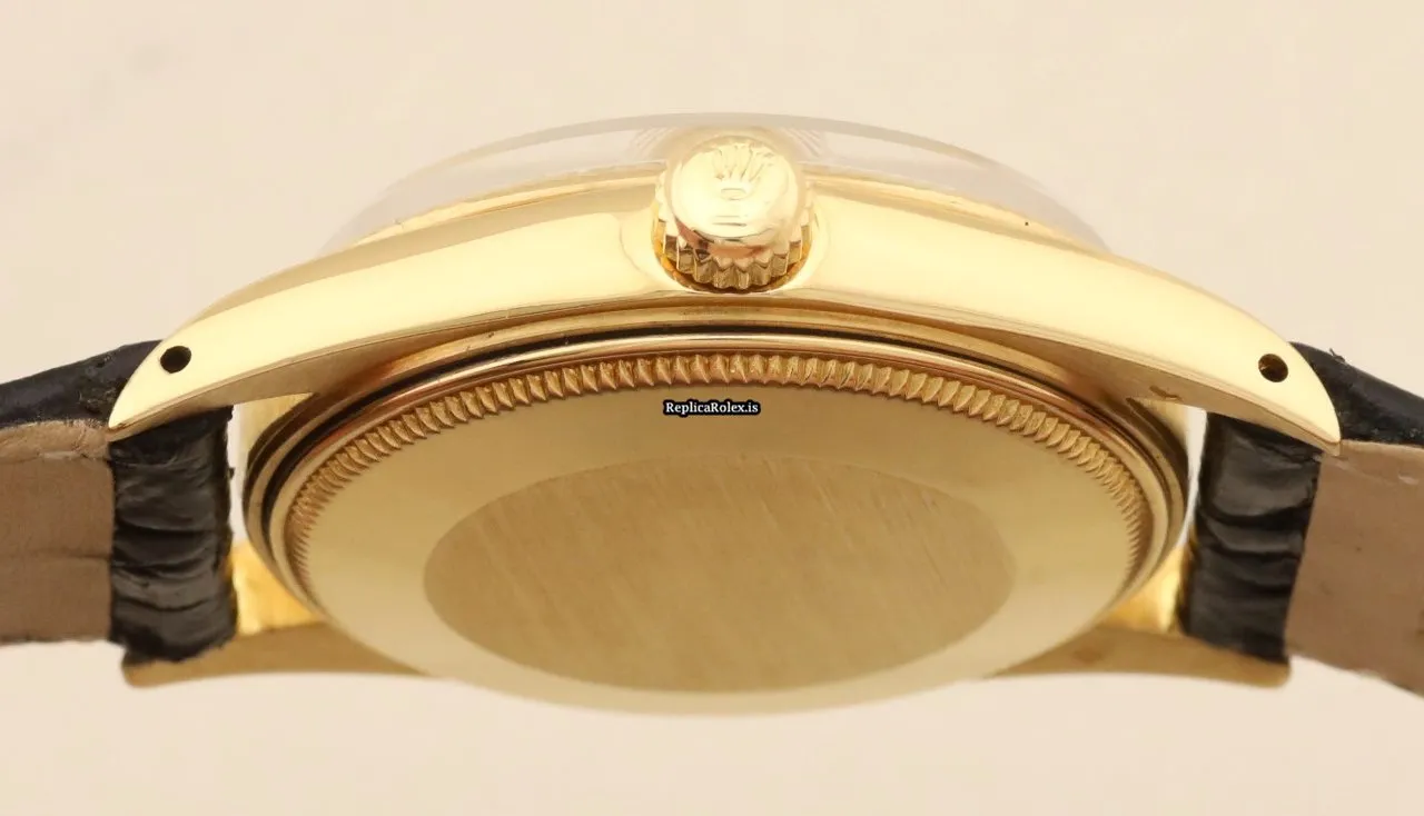 Trustworthy Replica Rolex Oyster Perpetual Date 1503 Caliber 1570 Automatic Movement 34mm Yellow Gold Case Mens/unisex Watch - Image 5
