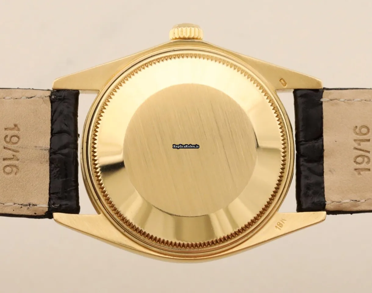 Trustworthy Replica Rolex Oyster Perpetual Date 1503 Caliber 1570 Automatic Movement 34mm Yellow Gold Case Mens/unisex Watch - Image 6