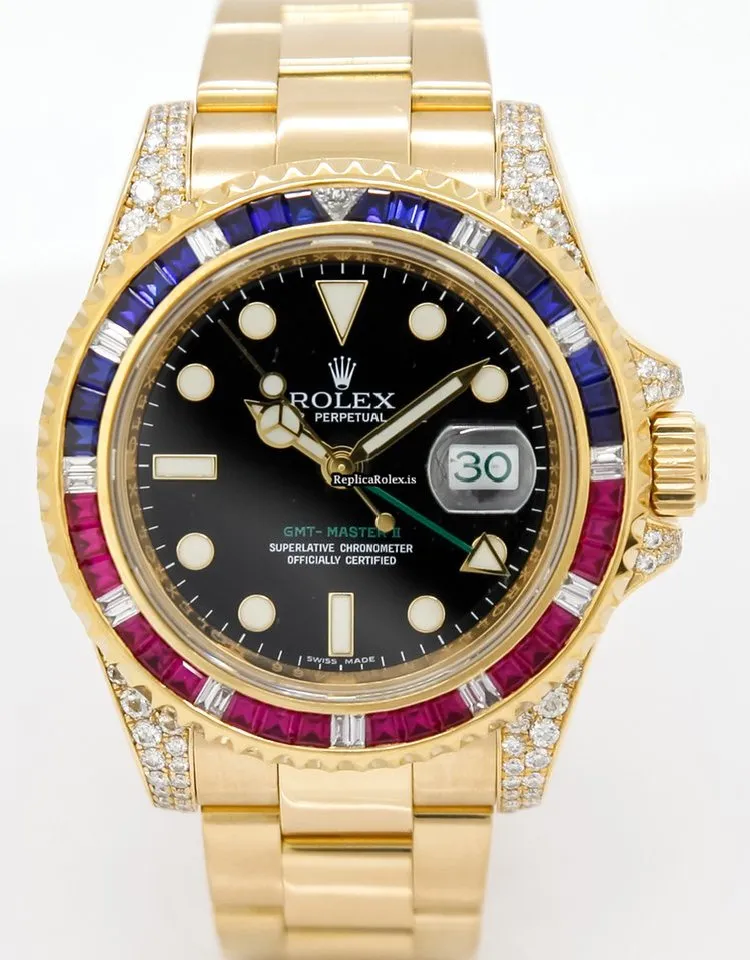 Superior Fake Rolex Gmt-master II 116718ln Caliber 3186 Automatic Movement 40mm Yellow Gold Case Mens/unisex Watch - Image 2