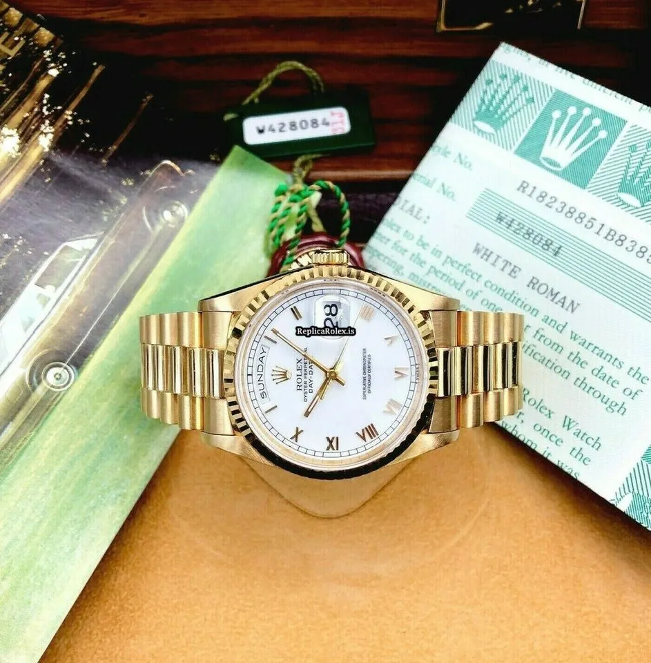 Well Made Replica Rolex Day-date 36 18238 Caliber 3155 Automatic Movement 36mm Yellow Gold Case Mens/unisex Watch - Image 11