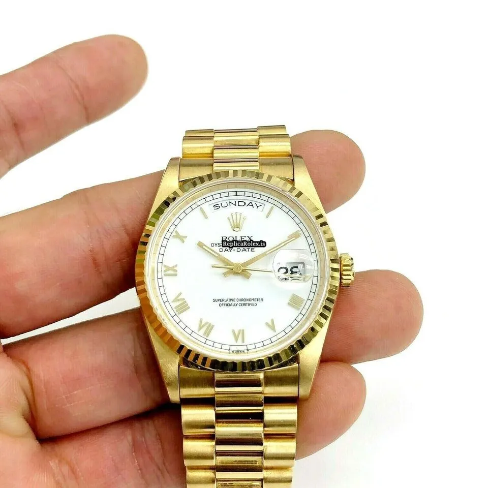 Well Made Replica Rolex Day-date 36 18238 Caliber 3155 Automatic Movement 36mm Yellow Gold Case Mens/unisex Watch - Image 7