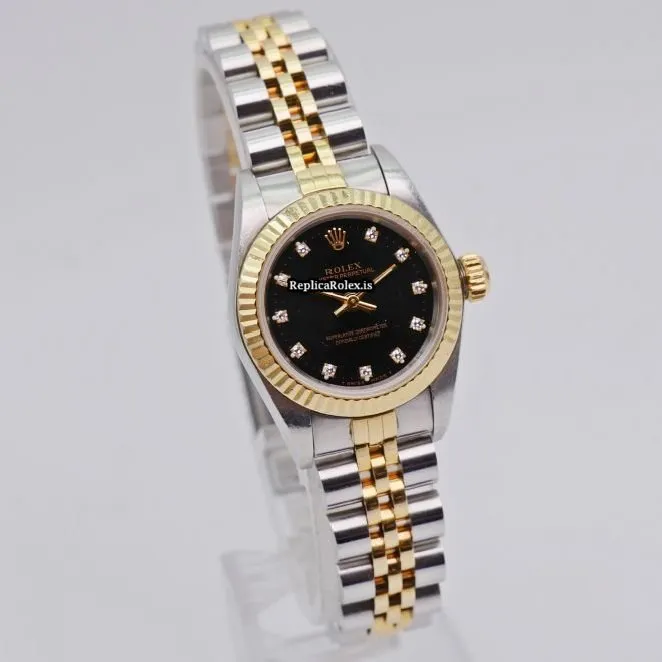 Best Replica Rolex Oyster Perpetual 67193 Automatic Movement 26mm Gold/steel Case Womens Watch - Image 4