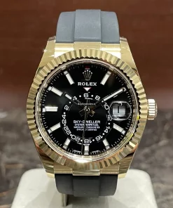 Design Fake Rolex Sky-dweller 326238 Caliber 9001 Automatic Movement 42mm Yellow Gold Case Mens/unisex Watch