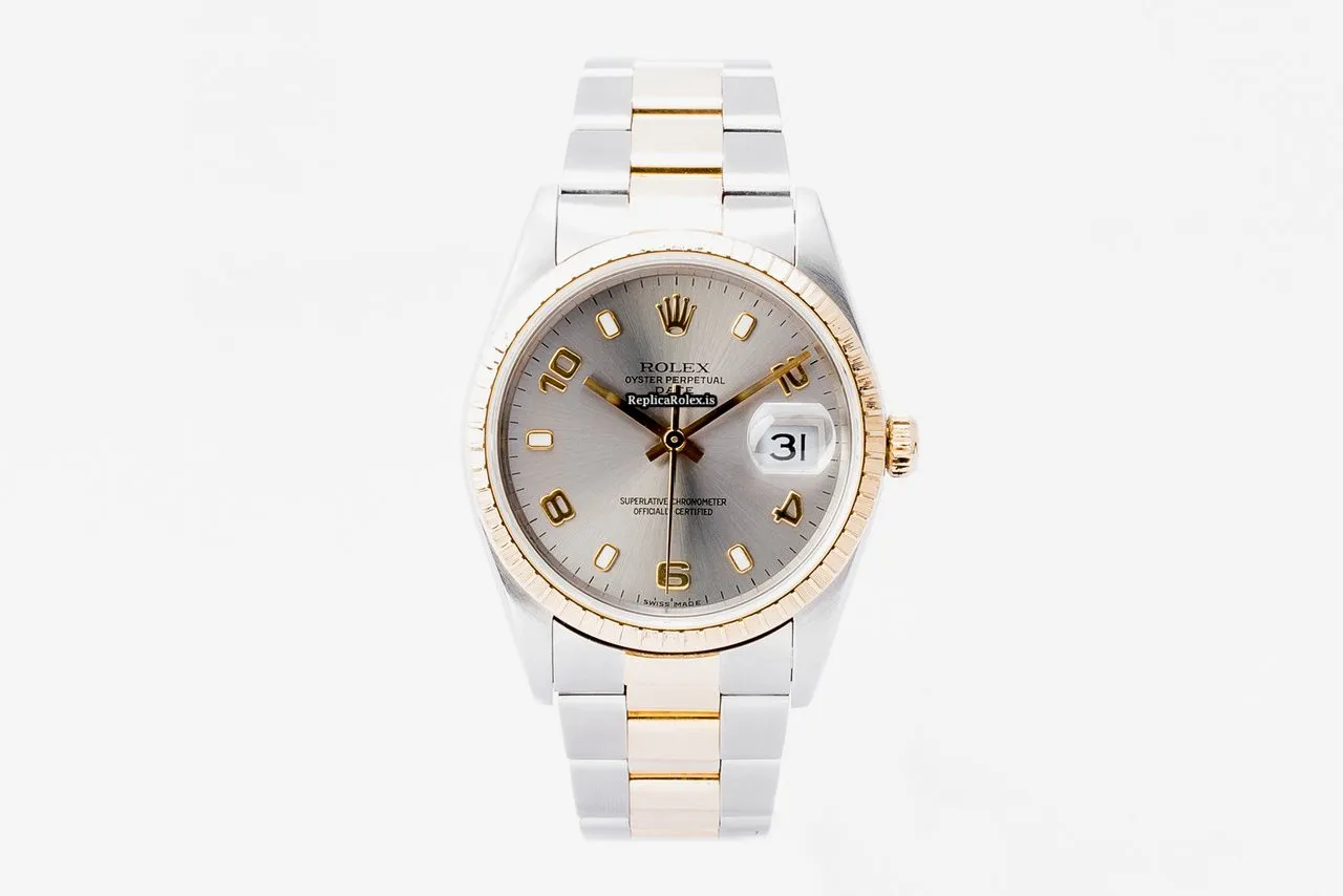 Wholesale Replicas Rolex Oyster Perpetual Date 15223 Caliber 3135 Automatic Movement 34mm Gold/steel Case Mens/unisex Watch