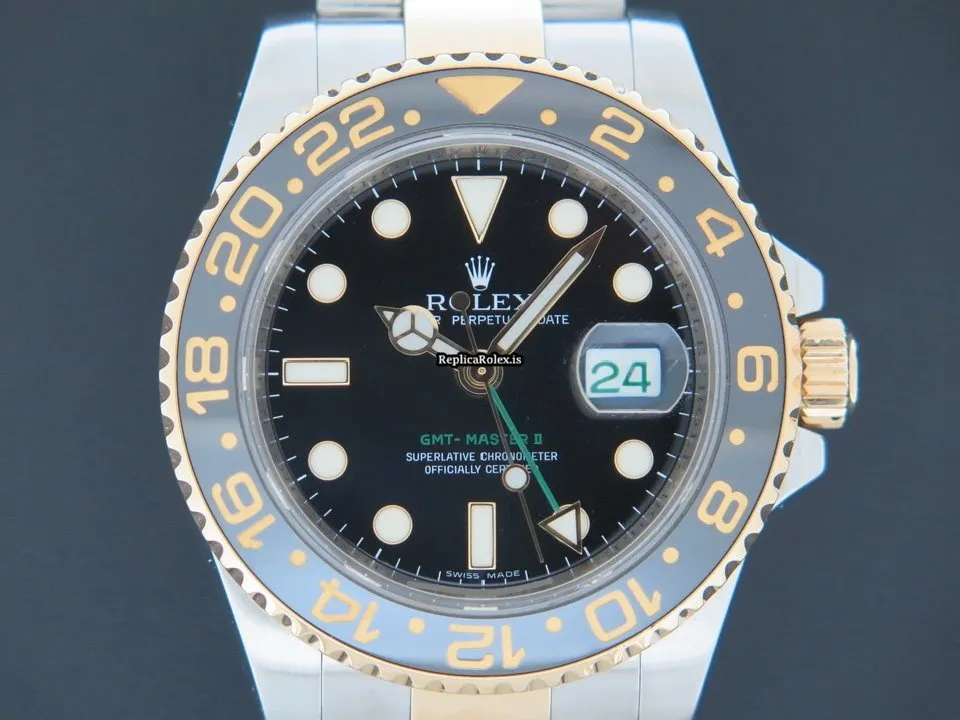 Defect Replica Rolex Gmt-master II 116713ln Automatic Movement 40mm Gold/steel Case Mens/unisex Watch - Image 2
