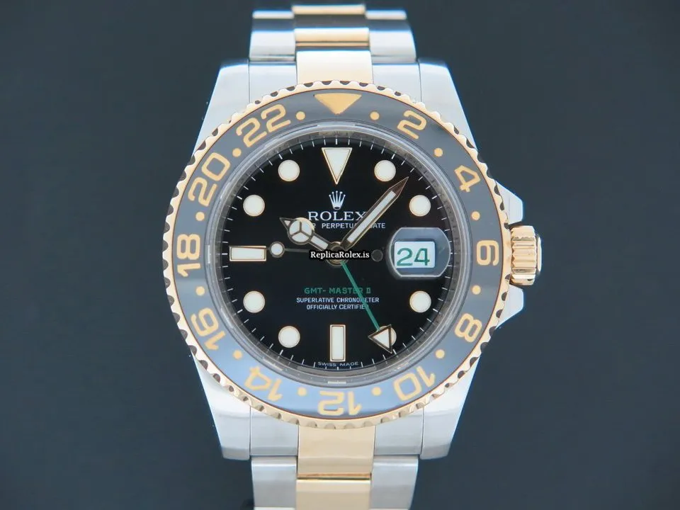 Defect Replica Rolex Gmt-master II 116713ln Automatic Movement 40mm Gold/steel Case Mens/unisex Watch - Image 3