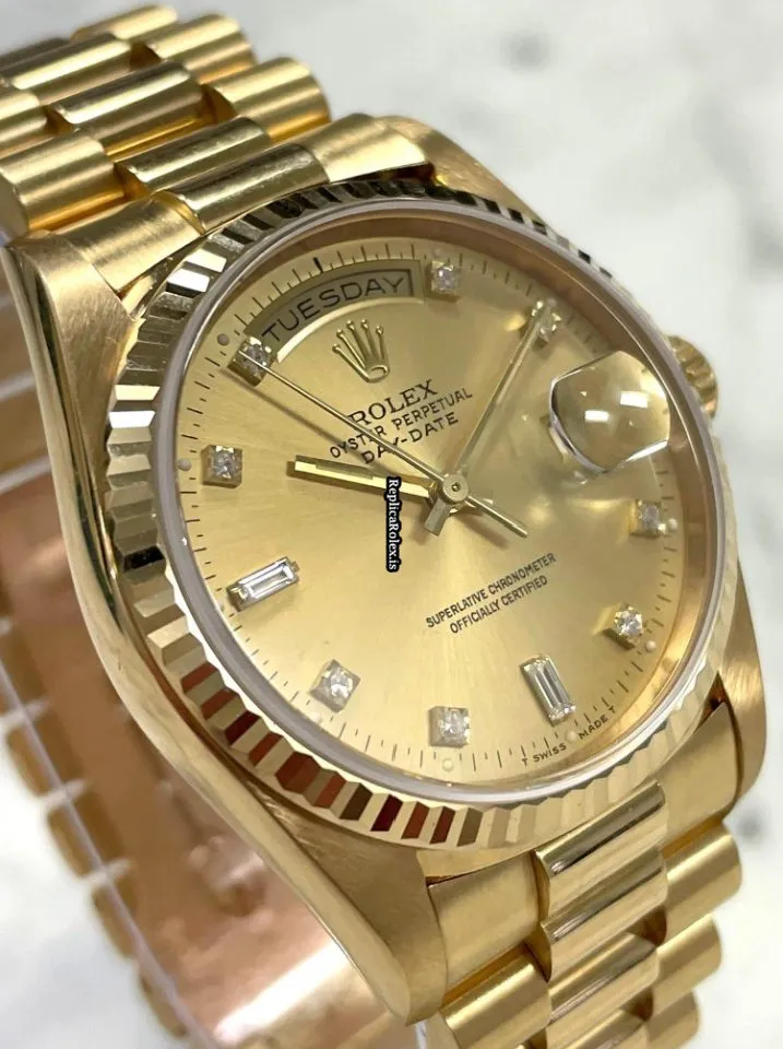 Incredible Replica Rolex Day-date 36 18238 Caliber 3155 Automatic Movement 36mm Yellow Gold Case Mens/unisex Watch - Image 3