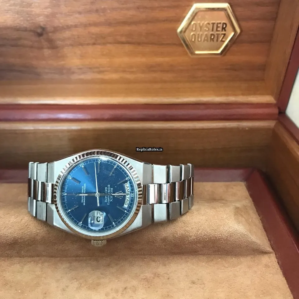 Design Fake Rolex Day-date Oysterquartz 19019 Caliber 5055 Quartz Movement 36mm White Gold Case Mens/unisex Watch - Image 14