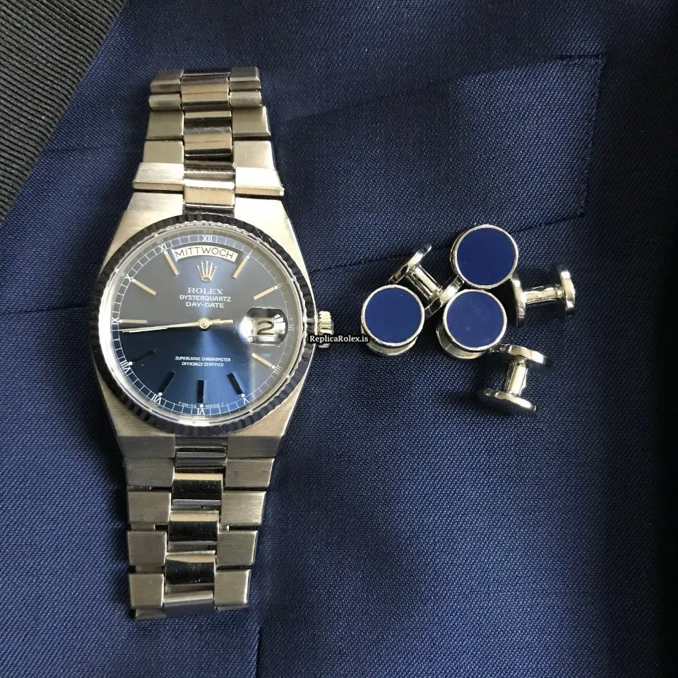 Design Fake Rolex Day-date Oysterquartz 19019 Caliber 5055 Quartz Movement 36mm White Gold Case Mens/unisex Watch - Image 2