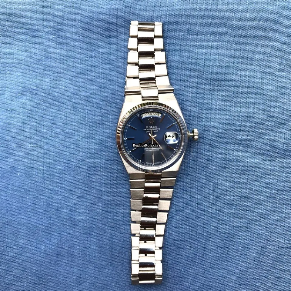 Design Fake Rolex Day-date Oysterquartz 19019 Caliber 5055 Quartz Movement 36mm White Gold Case Mens/unisex Watch - Image 5