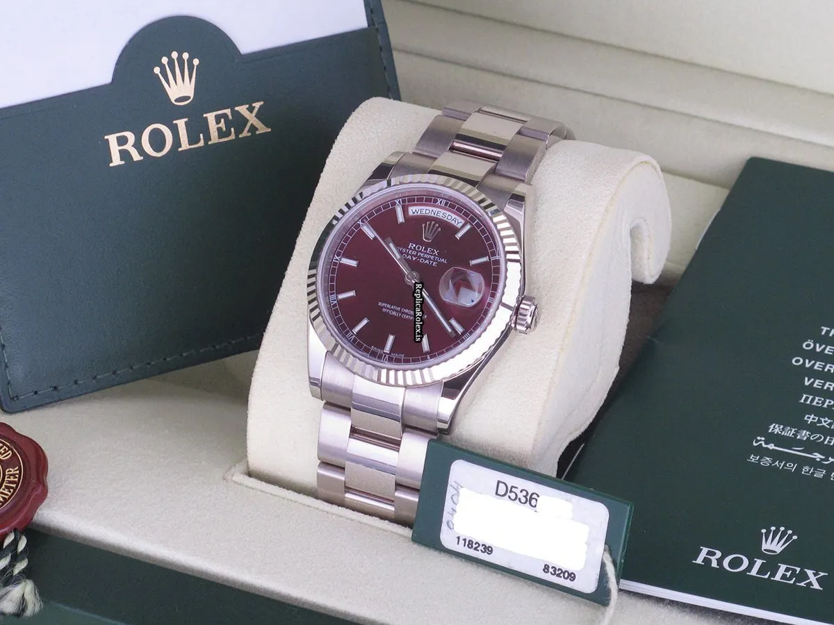 Quality Replica Rolex Day-date 36 118239 Caliber 3155 Automatic Movement 36x43mm White Gold Case Mens/unisex Watch - Image 6