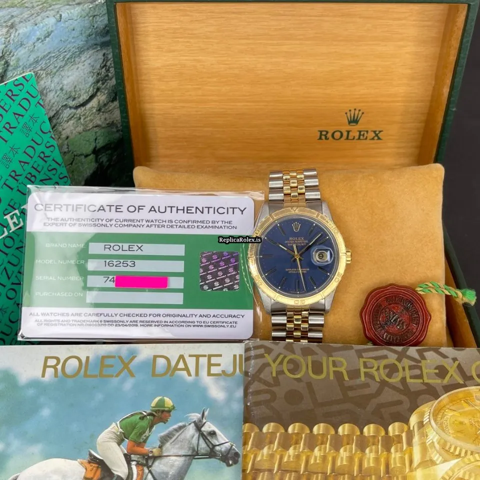 Distinctive Replica Rolex Datejust Turn-o-graph 16253 Caliber 3035 Automatic Movement 36mm Gold/steel Case Mens/unisex Watch - Image 2