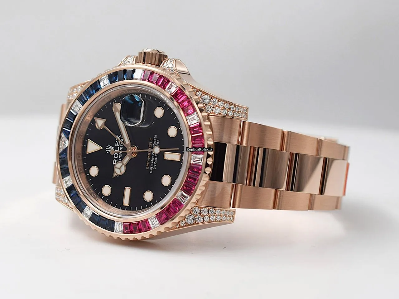 Top Fake Rolex Gmt-master II 126755saru Caliber 3186 Automatic Movement 40mm Rose Gold Case Mens/unisex Watch - Image 4