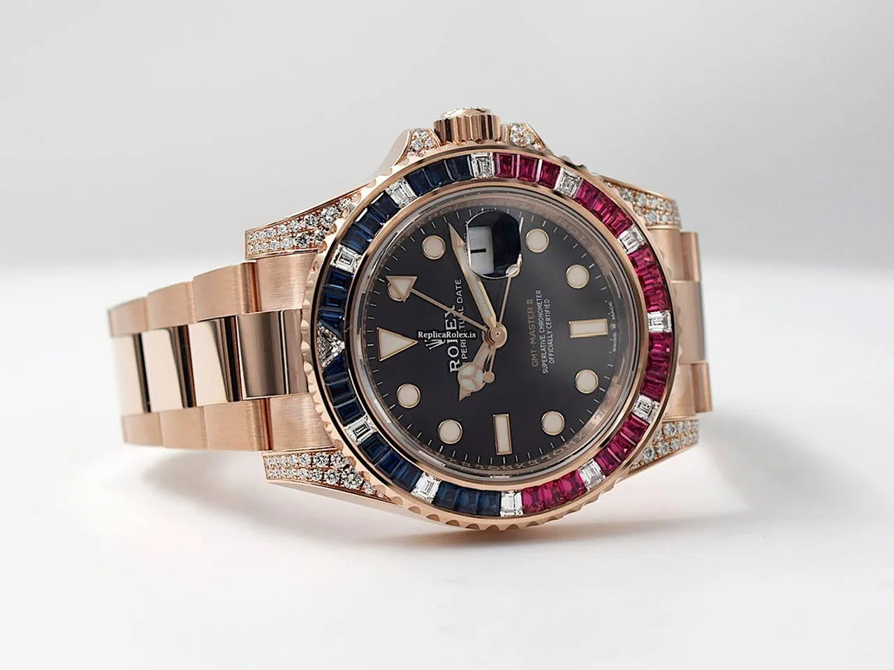 Top Fake Rolex Gmt-master II 126755saru Caliber 3186 Automatic Movement 40mm Rose Gold Case Mens/unisex Watch - Image 8