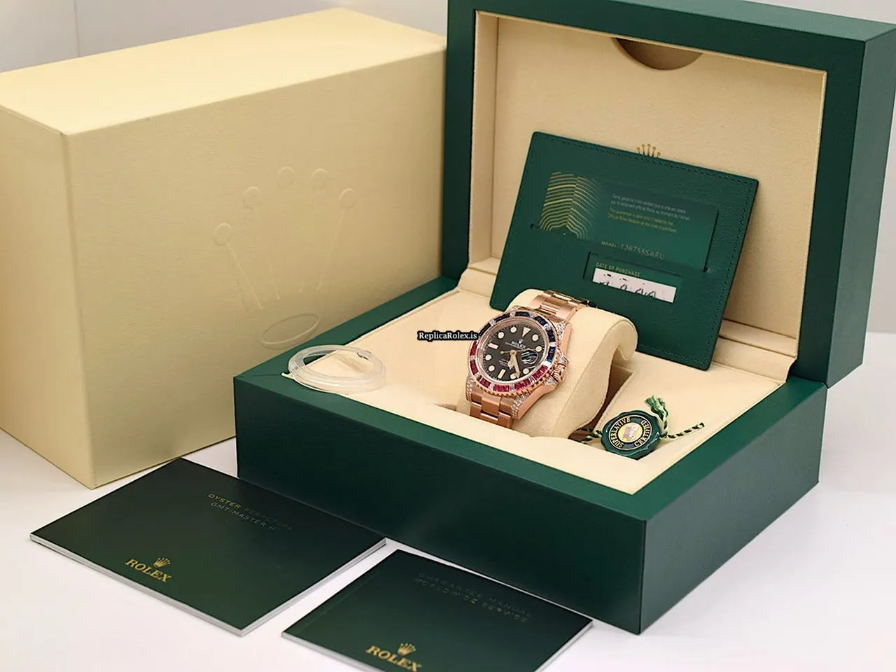 Top Fake Rolex Gmt-master II 126755saru Caliber 3186 Automatic Movement 40mm Rose Gold Case Mens/unisex Watch - Image 9