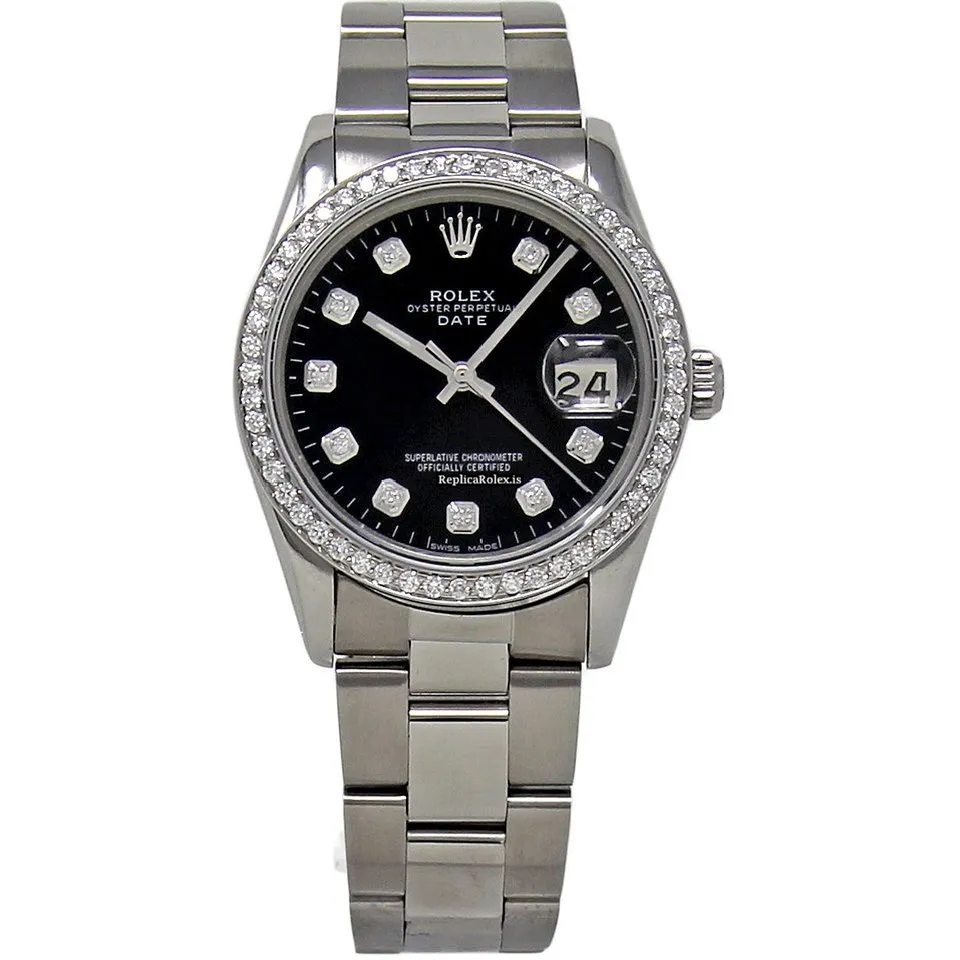 Appealing Replica Rolex Oyster Perpetual Date 15000 Automatic Movement 34mm Steel Case Womens Watch - Image 2