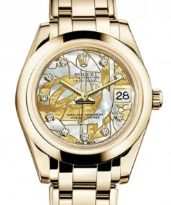 Unique Replica Rolex Pearlmaster 81208 Caliber 2235 Automatic Movement 34mm Yellow Gold Case Womens Watch
