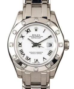 Luxury Replica Rolex Lady-datejust Pearlmaster 80319 Caliber 2235 Automatic Movement 29mm White Gold Case Womens Watch