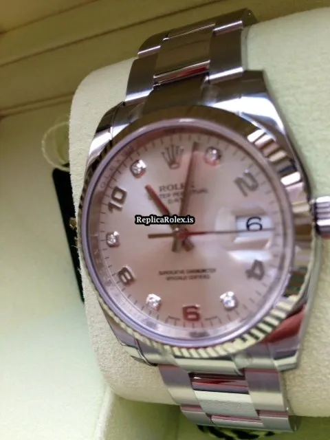 Amazing Fake Rolex Oyster Perpetual Date 115234 Caliber 3135 Automatic Movement 34mm Steel Case Womens Watch - Image 4