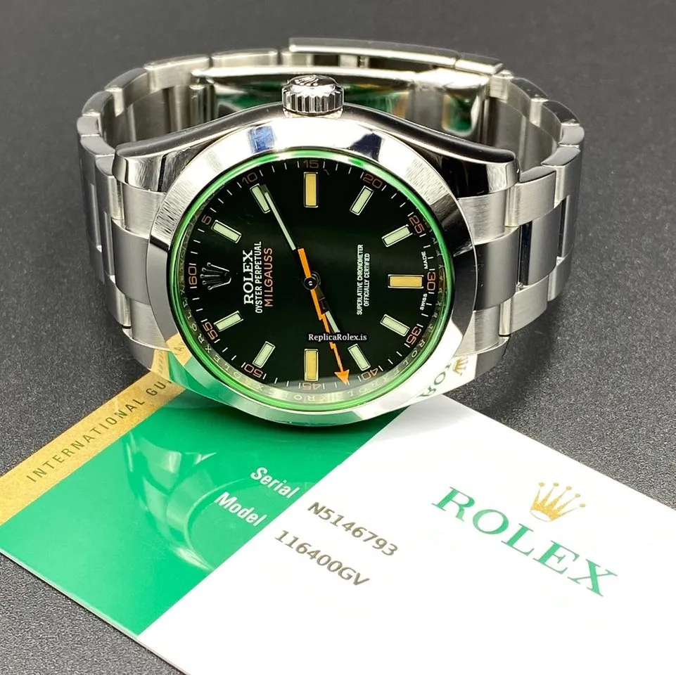 Quality Fakes Rolex Milgauss 116400gv Caliber 3131 Automatic Movement 40mm Steel Case Mens/unisex Watch - Image 4