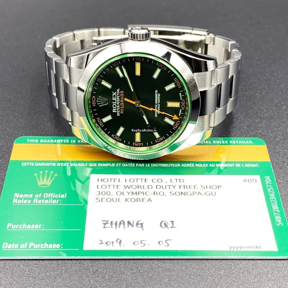 Quality Fakes Rolex Milgauss 116400gv Caliber 3131 Automatic Movement 40mm Steel Case Mens/unisex Watch - Image 5