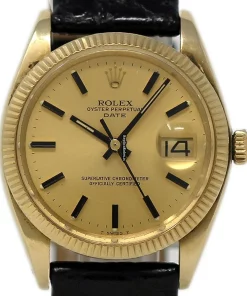Neat Replica Rolex Oyster Perpetual Date 1503 Automatic Movement 34mm Yellow Gold Case Mens/unisex Watch