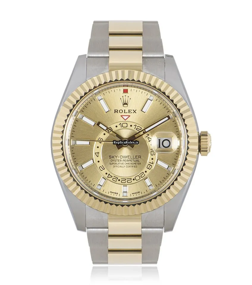 1:1 Fake Rolex Sky-dweller 326933 Automatic Movement 42mm Gold/steel Case Mens/unisex Watch