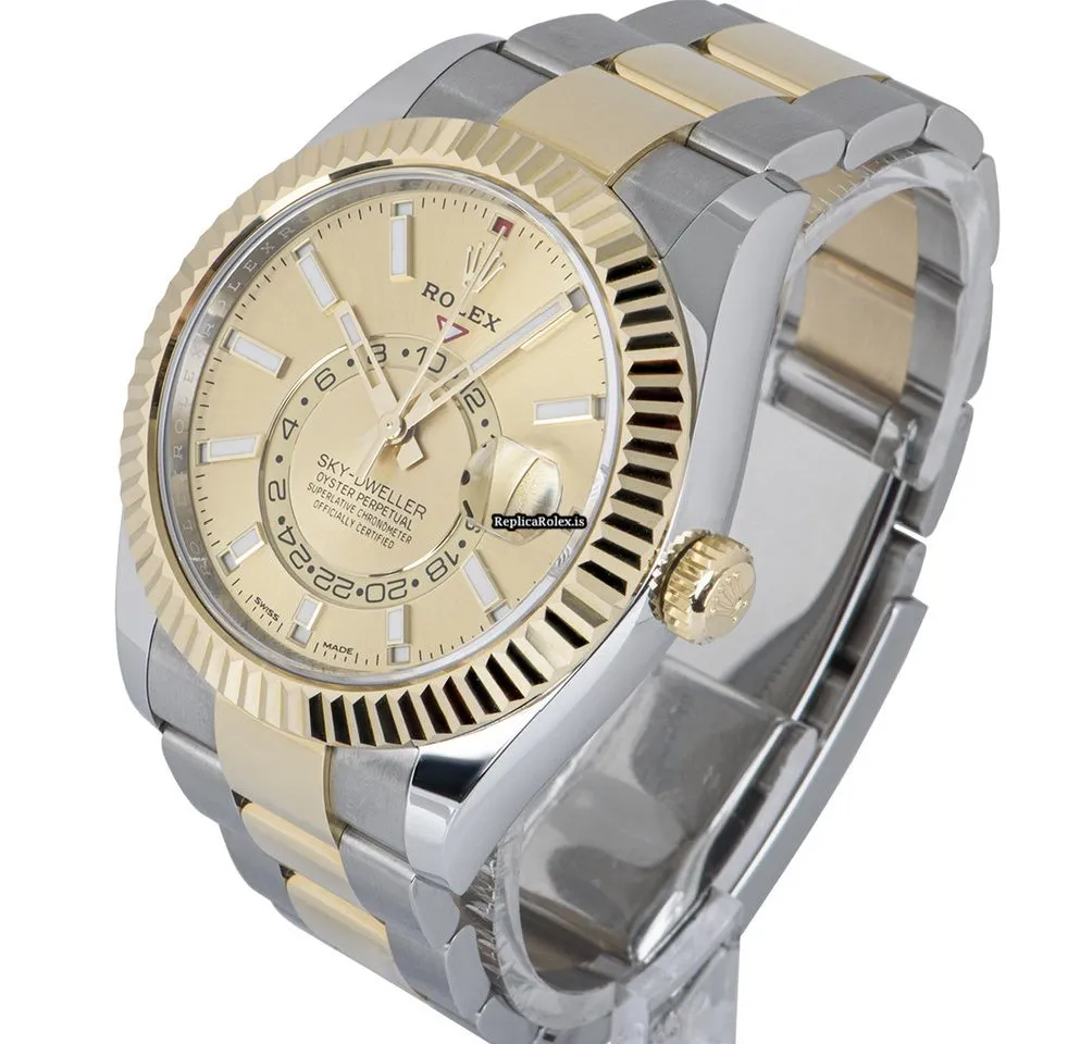 1:1 Fake Rolex Sky-dweller 326933 Automatic Movement 42mm Gold/steel Case Mens/unisex Watch - Image 3