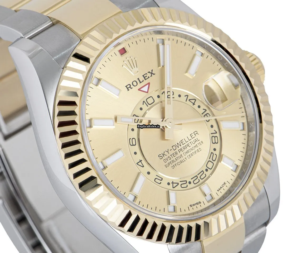 1:1 Fake Rolex Sky-dweller 326933 Automatic Movement 42mm Gold/steel Case Mens/unisex Watch - Image 4