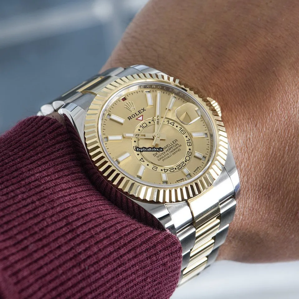 1:1 Fake Rolex Sky-dweller 326933 Automatic Movement 42mm Gold/steel Case Mens/unisex Watch - Image 9