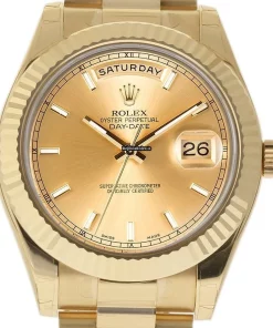 Swiss Fake Rolex Day-date II 218238 Caliber 3156 Automatic Movement 41mm Yellow Gold Case Mens/unisex Watch