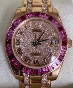 Wonderful Fake Rolex Pearlmaster 81348saro Automatic Movement Yellow Gold Case Mens/unisex Watch