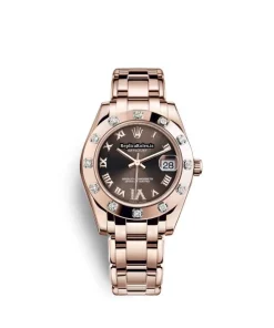 Fantastic Copies Rolex Lady-datejust Pearlmaster 81315 Caliber 2235 Automatic Movement 34mm Rose Gold Case Womens Watch