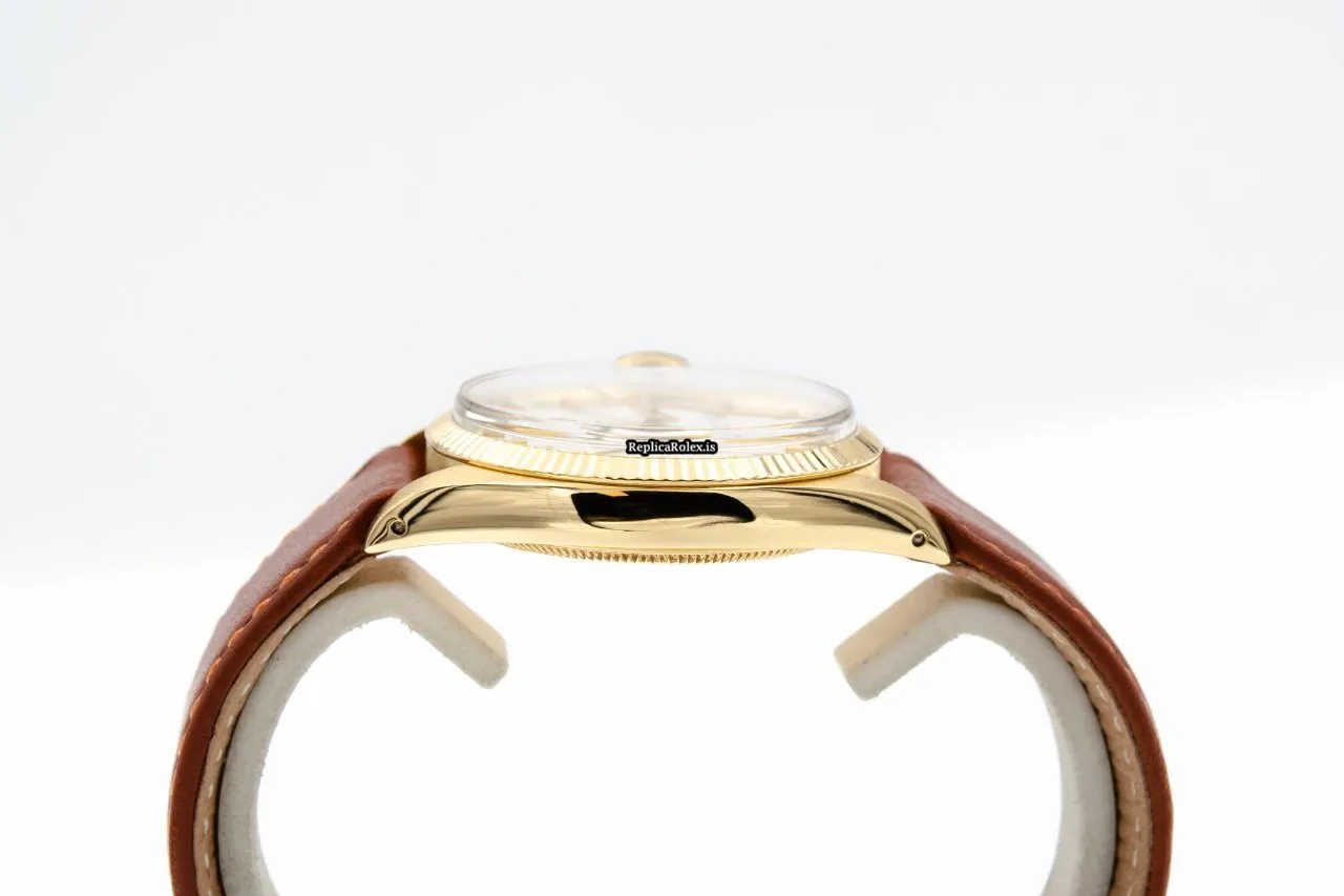 Exquisite Fake Rolex Oyster Perpetual Date 1500 Caliber 1570 Automatic Movement 34mm Yellow Gold Case Mens/unisex Watch - Image 6
