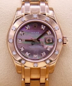 Luxury Copies Rolex Lady-datejust Pearlmaster 80315 Caliber 2235 Automatic Movement 29mm Rose Gold Case Womens Watch