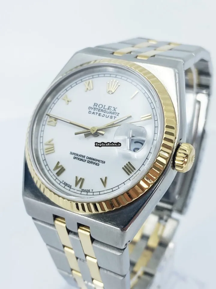 Fabulous Replicas Rolex Datejust Oysterquartz 17013 Caliber 5035 Quartz Movement 36x42mm Gold/steel Case Mens/unisex Watch
