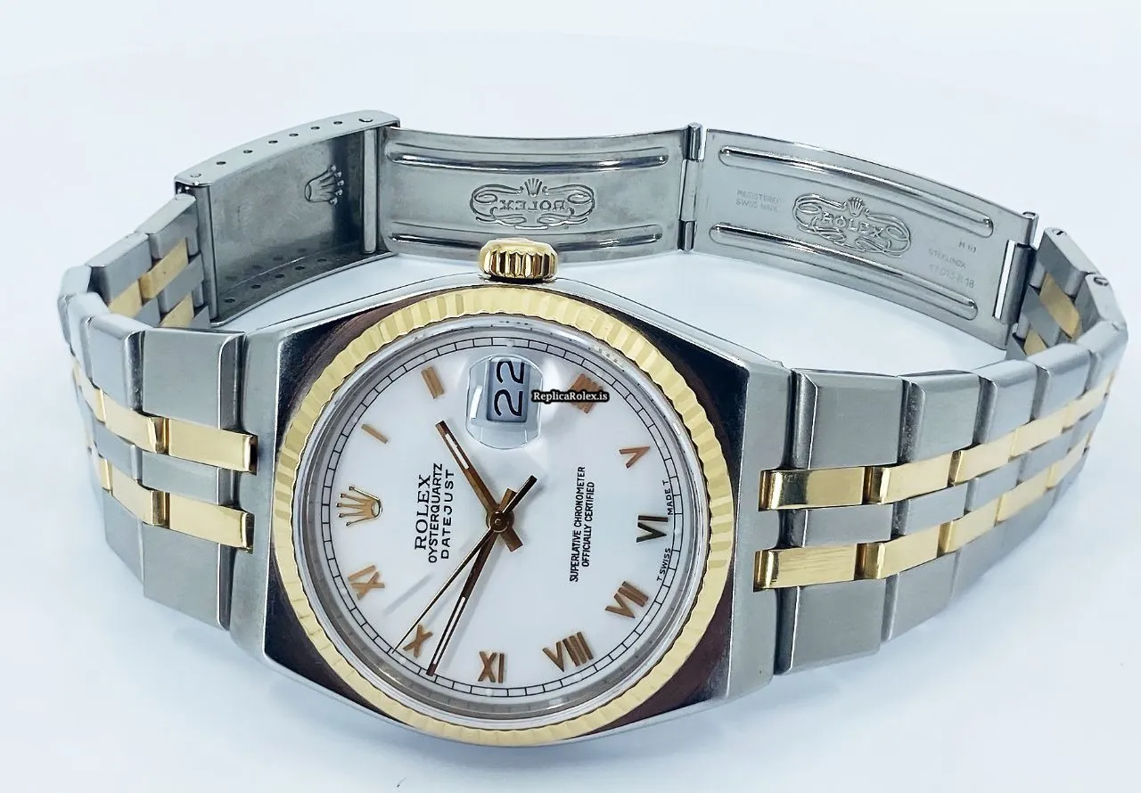 Fabulous Replicas Rolex Datejust Oysterquartz 17013 Caliber 5035 Quartz Movement 36x42mm Gold/steel Case Mens/unisex Watch - Image 2