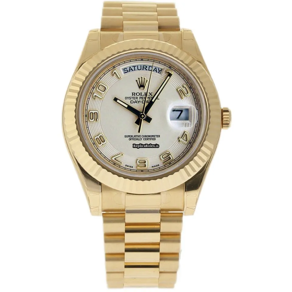 Amazing Knockoff Rolex Day-date II 218238 Caliber 3156 Automatic Movement 41mm Yellow Gold Case Mens/unisex Watch - Image 2