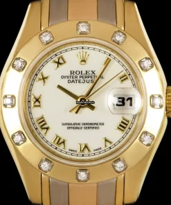 1:1 Imitation Rolex Lady-datejust Pearlmaster Caliber 2135 Automatic Movement 29mm Yellow Gold Case Womens Watch