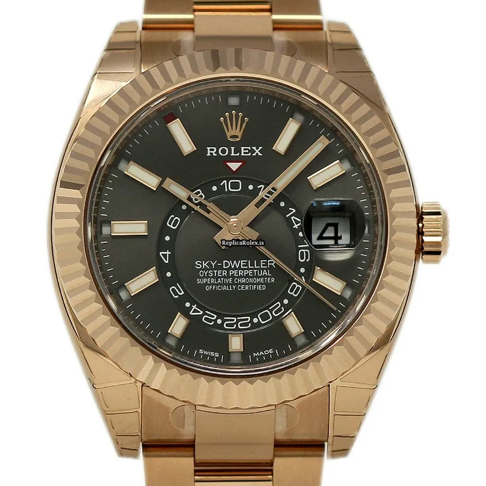 Incredible Fakes Rolex Sky-dweller 326935 Caliber 9001 Automatic Movement 42mm Rose Gold Case Mens/unisex Watch