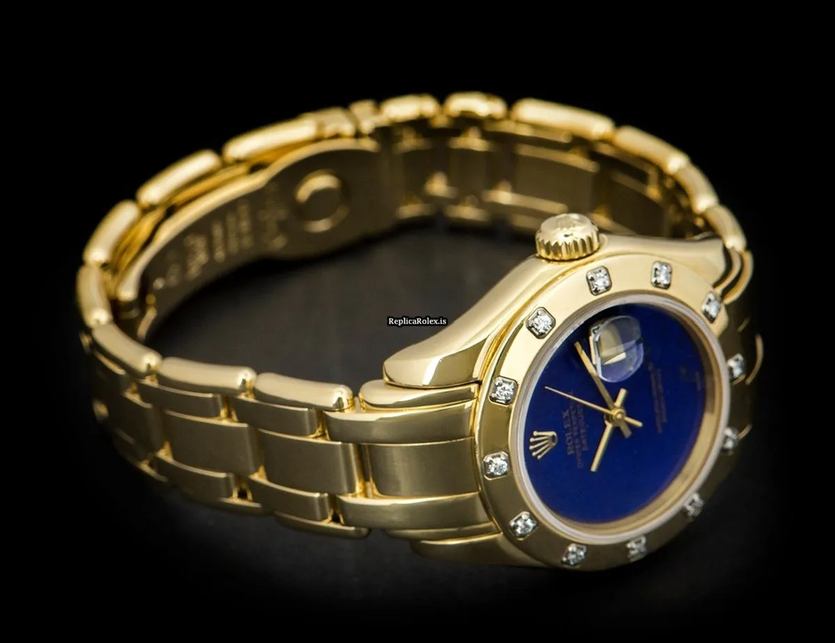 Unique Fake Rolex Lady-datejust Pearlmaster Caliber 2135 Automatic Movement 29mm Yellow Gold Case Womens Watch - Image 5