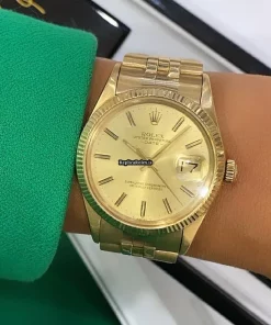 Excellent Replica Rolex Oyster Perpetual Date 15038 Caliber 3035 Automatic Movement 34mm Yellow Gold Case Mens/unisex Watch