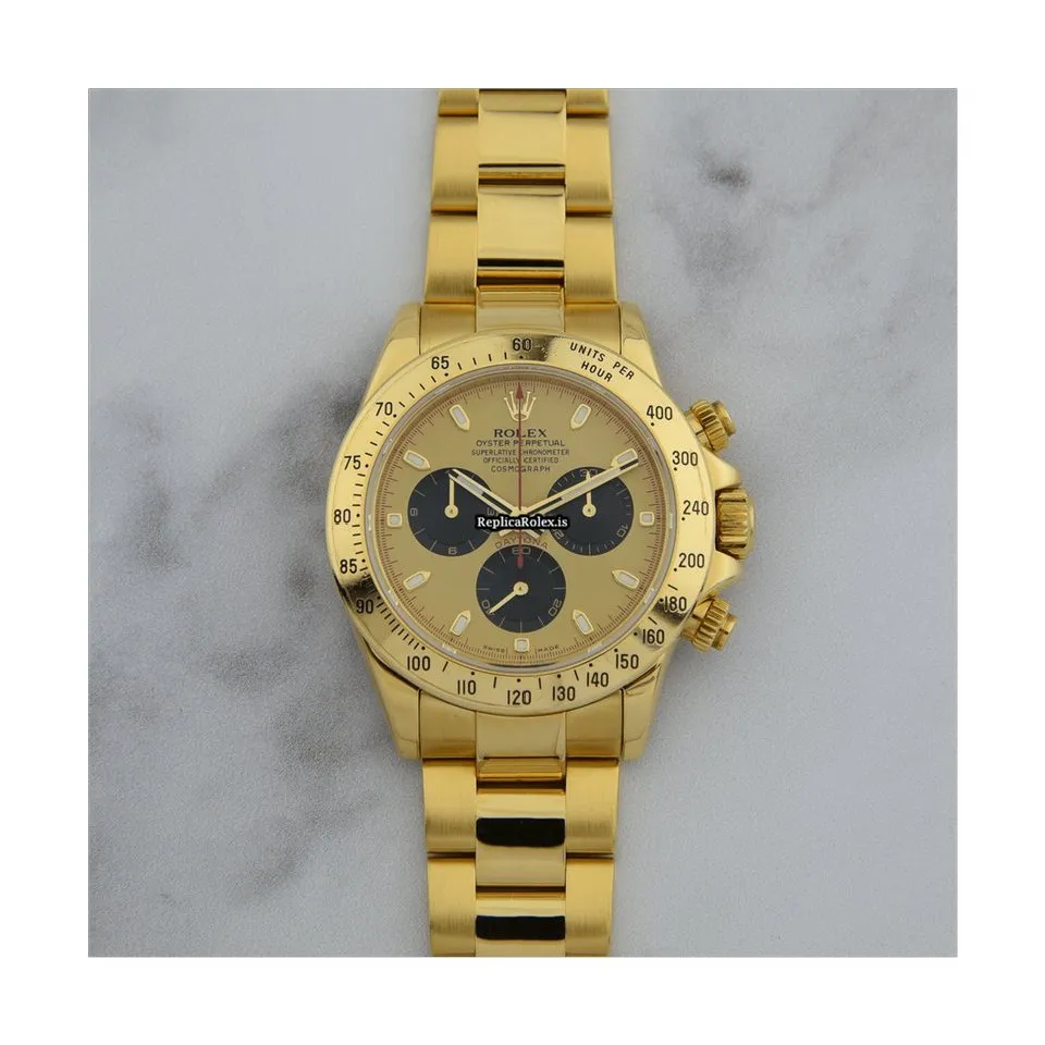 Cheap Replica Rolex Daytona 116528 Caliber 4130 Automatic Movement 40mm Yellow Gold Case Mens/unisex Watch - Image 2