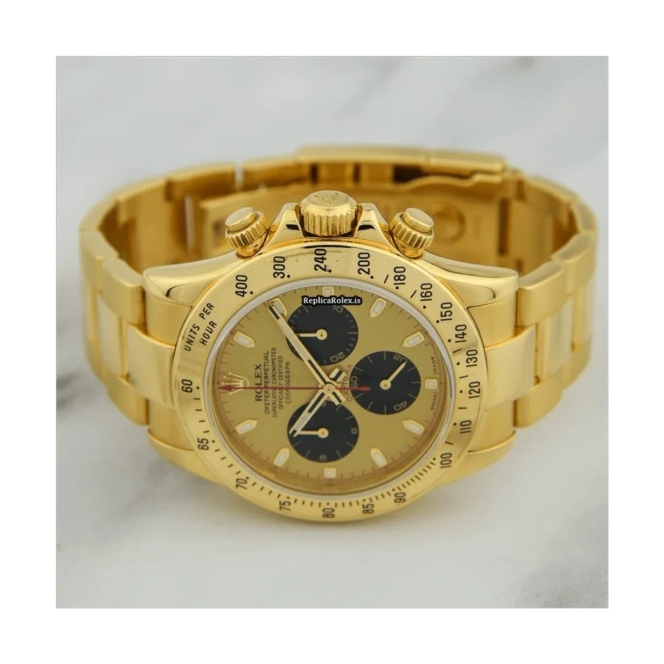Cheap Replica Rolex Daytona 116528 Caliber 4130 Automatic Movement 40mm Yellow Gold Case Mens/unisex Watch - Image 3